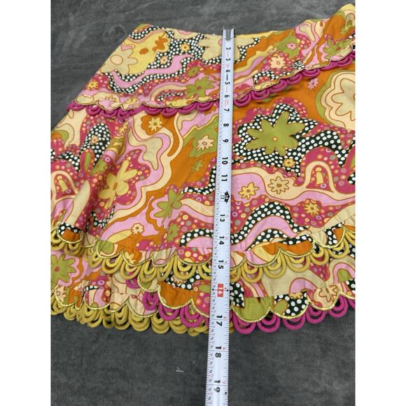 Celia B Corazon Mini Skirt Medium Colorful Embroidered Cotton Ruffle Hem - Picture 9 of 10